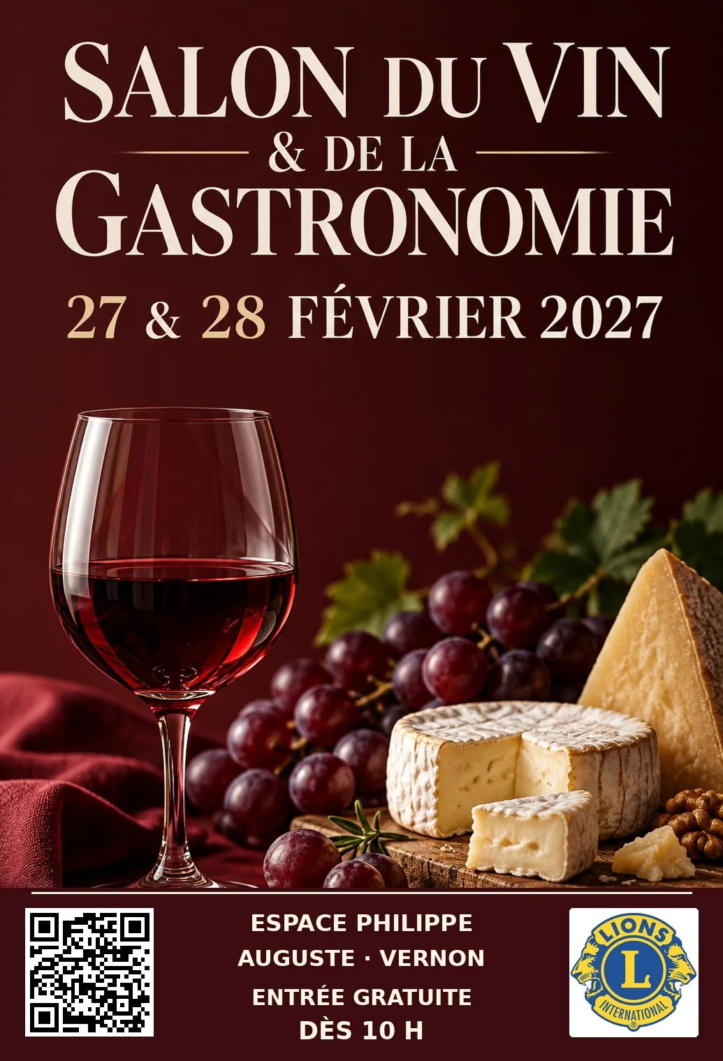 Affiche du Salon du Vin et de la Gastronomie de Vernon – 27 et 28 février 2027